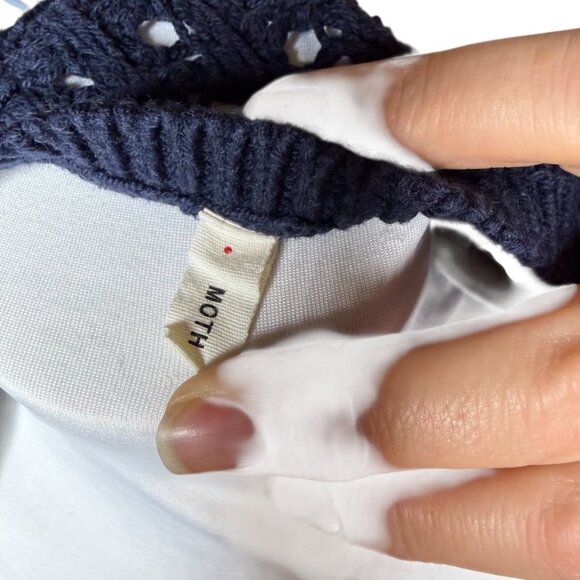 MOTH for Anthropologie womens loose knit blue sweater Medium - Picture 5 of 8